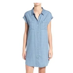 Treasure & Bond Blue Plaid Button Front Shirt Dress - Size Large